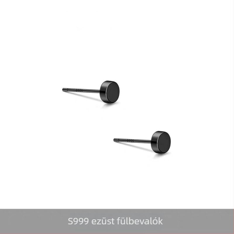 S999 Sterling ezüst, egyszerű, minimalist dizájnú lapos hátú fülbevaló férfiaknak, geometriai punk stílus