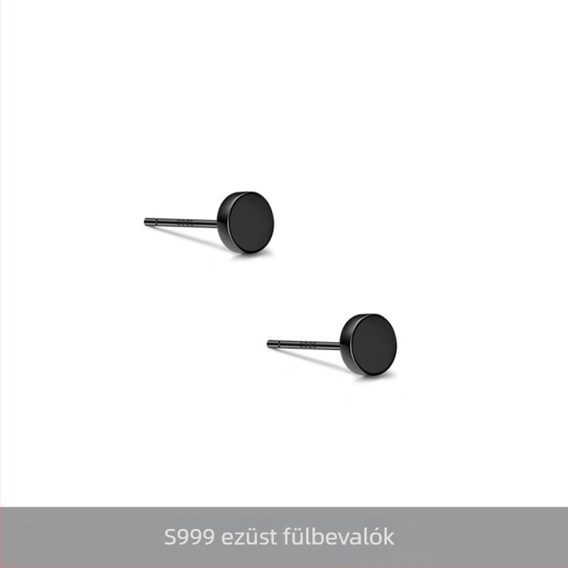 S999 Sterling ezüst, egyszerű, minimalist dizájnú lapos hátú fülbevaló férfiaknak, geometriai punk stílus