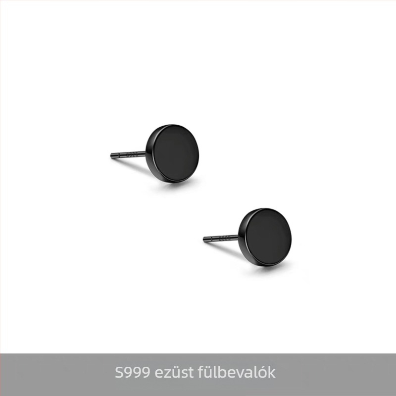 S999 Sterling ezüst, egyszerű, minimalist dizájnú lapos hátú fülbevaló férfiaknak, geometriai punk stílus