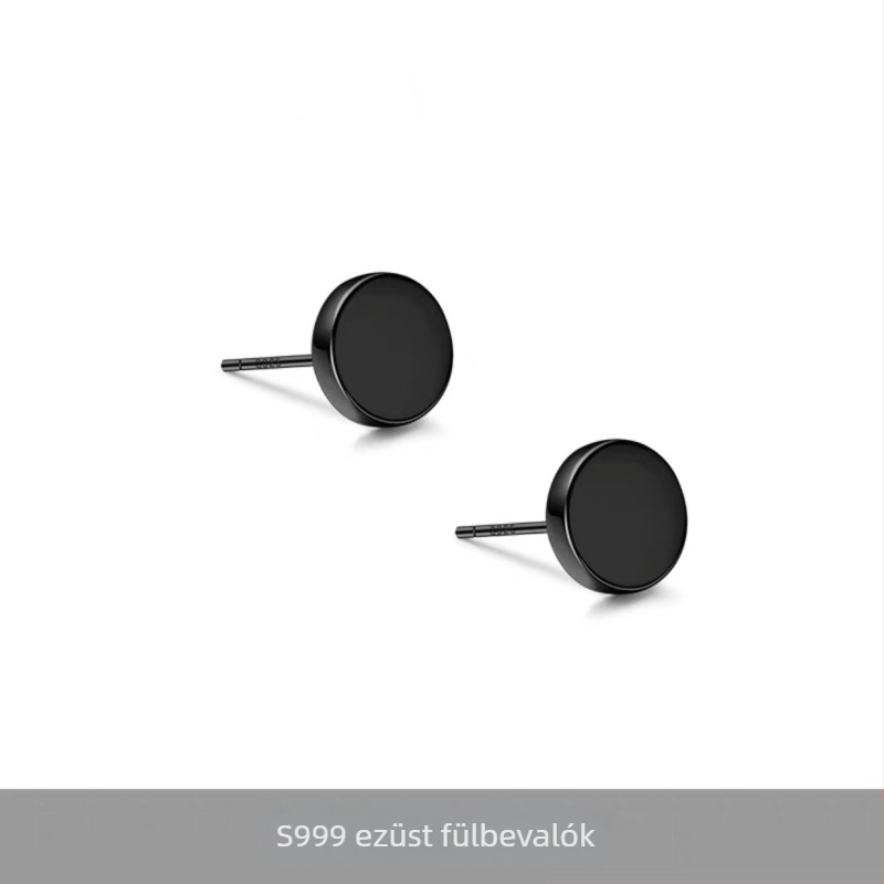 S999 Sterling ezüst, egyszerű, minimalist dizájnú lapos hátú fülbevaló férfiaknak, geometriai punk stílus
