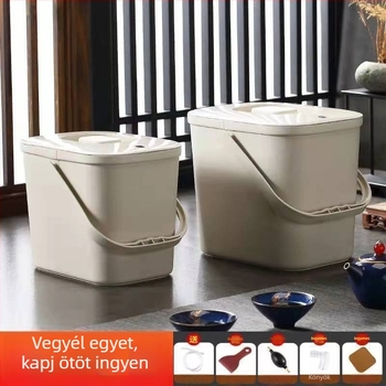 Tea szertartás hulladékvíz tartálya és tealevél-maradék tartó szűrővel