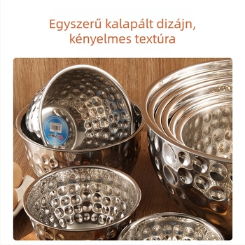 Európai stílusú kalapált rozsdamentes acél salátás tál, univerzális konyhai tál tojásokhoz, salátákhoz és gyümölcsökhöz