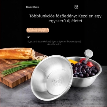 304 rozsdamentes acél konyhai tál leveshez, tojásfelveréshez és tészta dagasztásához