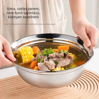 316 rozsdamentes acél leves- és rizses tál, élelmiszer-minőség, extra vastag, otthoni felhasználásra, konyhába, menzába és óvodába, átfolyás elleni dizájn