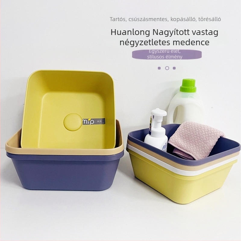 Új vastagabb műanyag négyszögletes mosdó, otthoni használatra, matt felület, csúszásmentes, minimalist dizájn