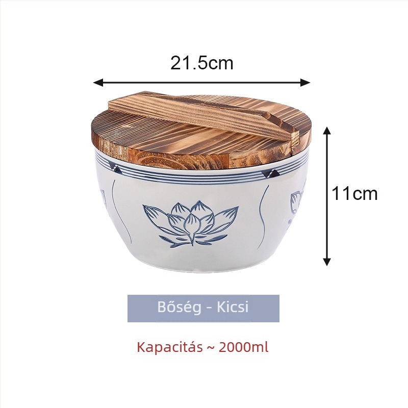 Kék-fehér porcelán kerámiatál, extra nagy méretű, levesekhez, tésztákhoz és hideg ételekhez