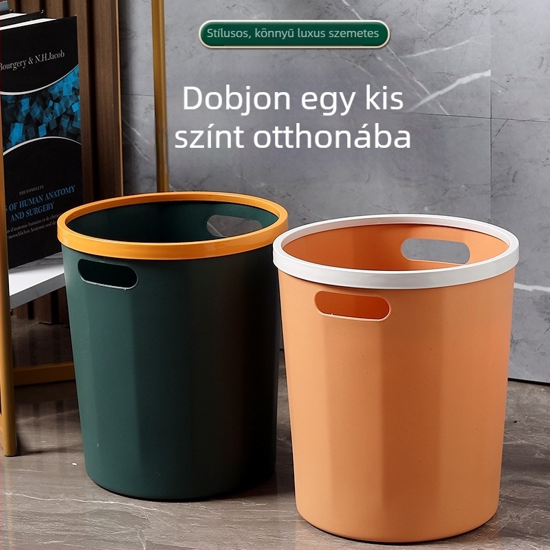 Műanyag 10 L kör alakú kuka fedél nélkül, otthoni használatra – konyha, hálószoba, nappali, fürdőszoba