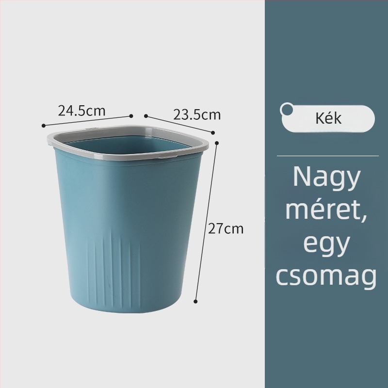 Műanyag 10 L kör alakú kuka fedél nélkül, otthoni használatra – konyha, hálószoba, nappali, fürdőszoba