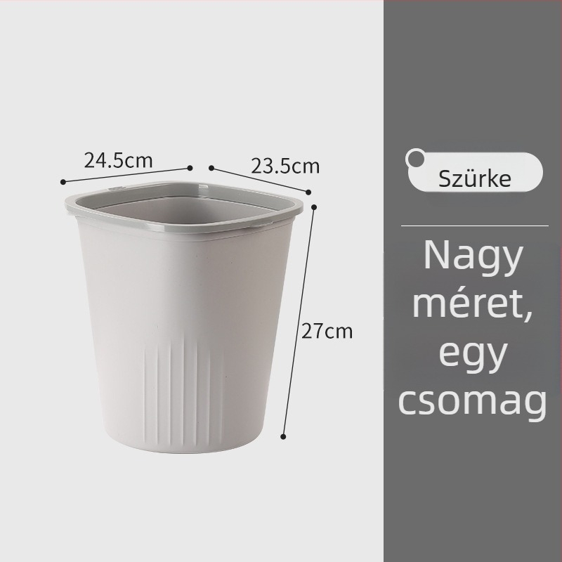 Műanyag 10 L kör alakú kuka fedél nélkül, otthoni használatra – konyha, hálószoba, nappali, fürdőszoba