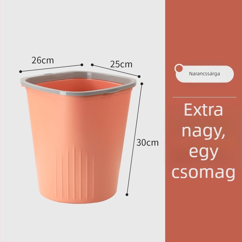 Műanyag 10 L kör alakú kuka fedél nélkül, otthoni használatra – konyha, hálószoba, nappali, fürdőszoba