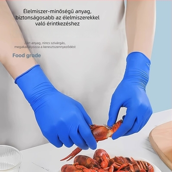 Egyszer használatos nitril kesztyűk, élelmiszer-minőségű, tartósak a konyhai tisztításra és mosogatásra, vízálló