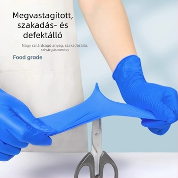 Egyszer használatos nitril kesztyűk, élelmiszer-minőségű, tartósak a konyhai tisztításra és mosogatásra, vízálló