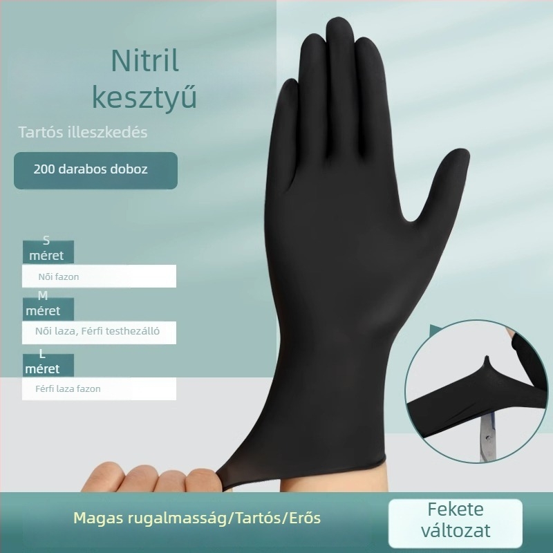 Egyszer használatos nitril kesztyűk, élelmiszer-minőségű, tartósak a konyhai tisztításra és mosogatásra, vízálló