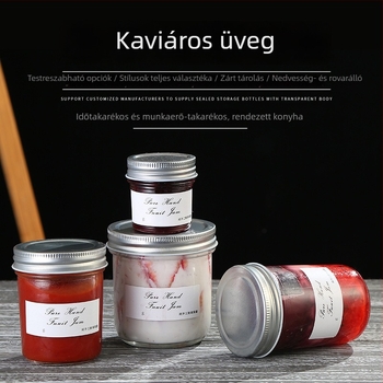 Üveg Masonüveg záró alumínium fedéllel, kör alakú, 301–500 ml, házi chili szószhoz, lekvárhoz és gyümölcskonzervhez