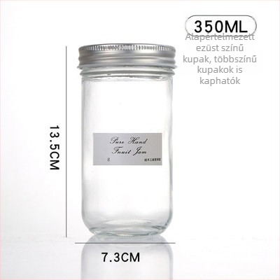 Üveg Masonüveg záró alumínium fedéllel, kör alakú, 301–500 ml, házi chili szószhoz, lekvárhoz és gyümölcskonzervhez