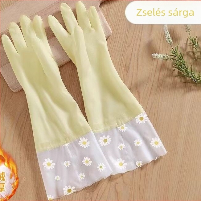 Haoduo hosszított, vízálló PVC mosogatósapka kesztyűk, 50 cm, kéttónusú, zselés színűek, konyhai és mosási felhasználásra