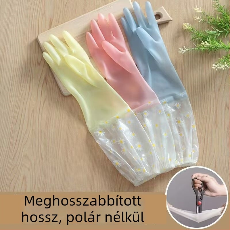 Haoduo hosszított, vízálló PVC mosogatósapka kesztyűk, 50 cm, kéttónusú, zselés színűek, konyhai és mosási felhasználásra