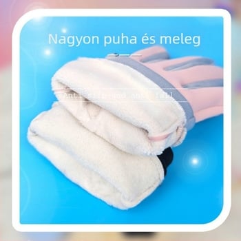 Gyerek téli kesztyű fleece-béléssel, puha és meleg, kerékpározáshoz, hóban játszáshoz és síeléshez, csúszásmentes fogás
