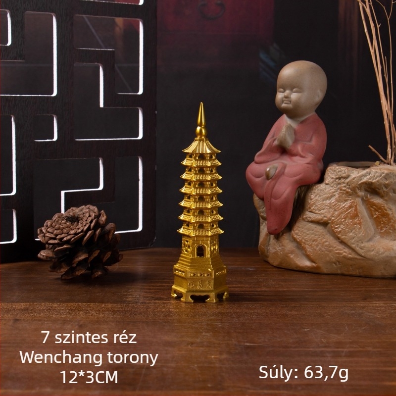13-szintes sárgaréz Wenchang torony dísz, tanulmányi szoba és iroda számára, otthoni dekoráció, ajándék