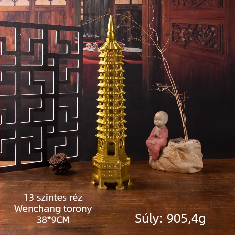 13-szintes sárgaréz Wenchang torony dísz, tanulmányi szoba és iroda számára, otthoni dekoráció, ajándék