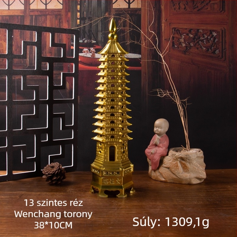 13-szintes sárgaréz Wenchang torony dísz, tanulmányi szoba és iroda számára, otthoni dekoráció, ajándék