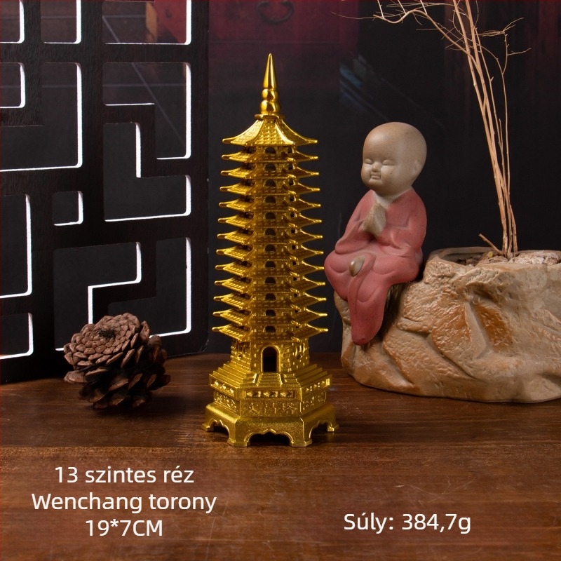 13-szintes sárgaréz Wenchang torony dísz, tanulmányi szoba és iroda számára, otthoni dekoráció, ajándék