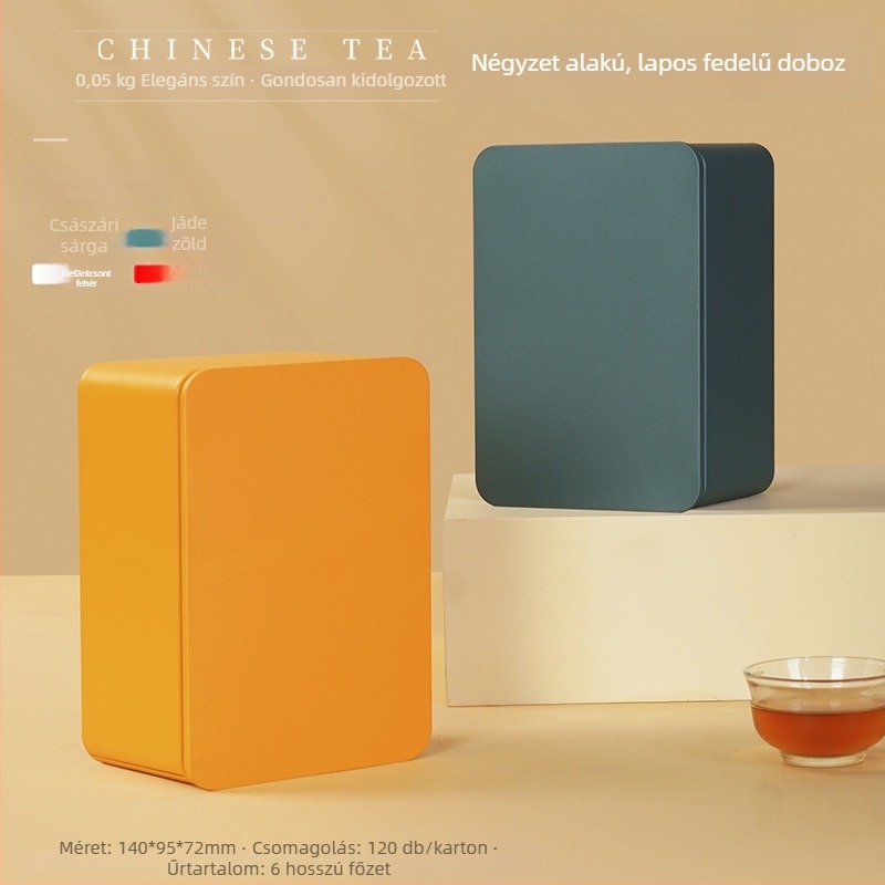 Wuyi Rock Tea fémdoboz, téglalap alakú tea tároló, 50 g