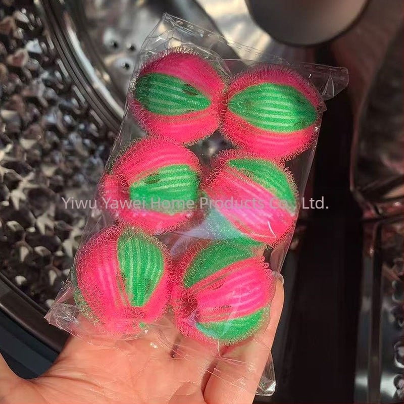 6 darab / csomag 4 mm nylon mosólabda, csomómentes, nagy tisztító labda