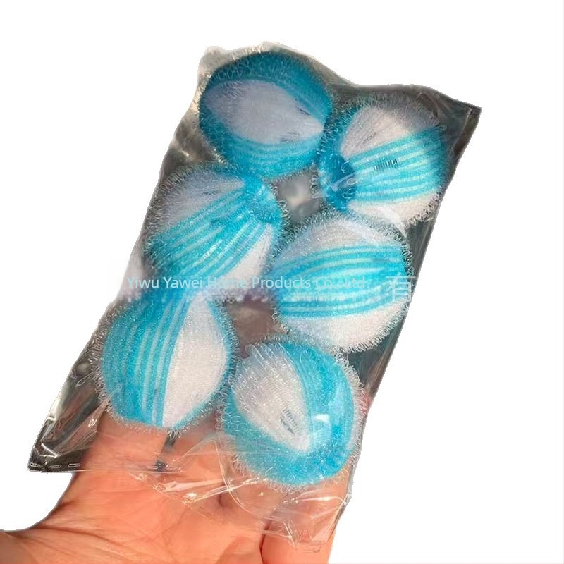 6 darab / csomag 4 mm nylon mosólabda, csomómentes, nagy tisztító labda