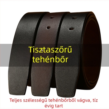 Férfi bőrov két rétegű marhavőrből, automata tűs csattal, vékony pánt