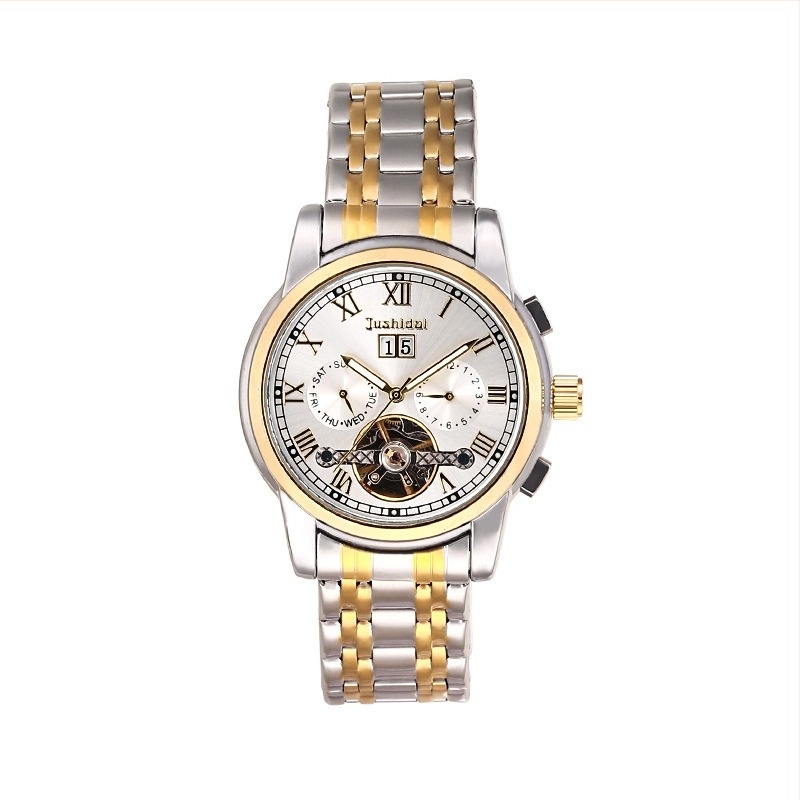 Jushidai automata csontváz mechanikus óra, retro stílusú, 30 m-ig vízálló, többfunkciós férfi karóra, 42 mm-es számlap, fémtok, valódi bőr szíj