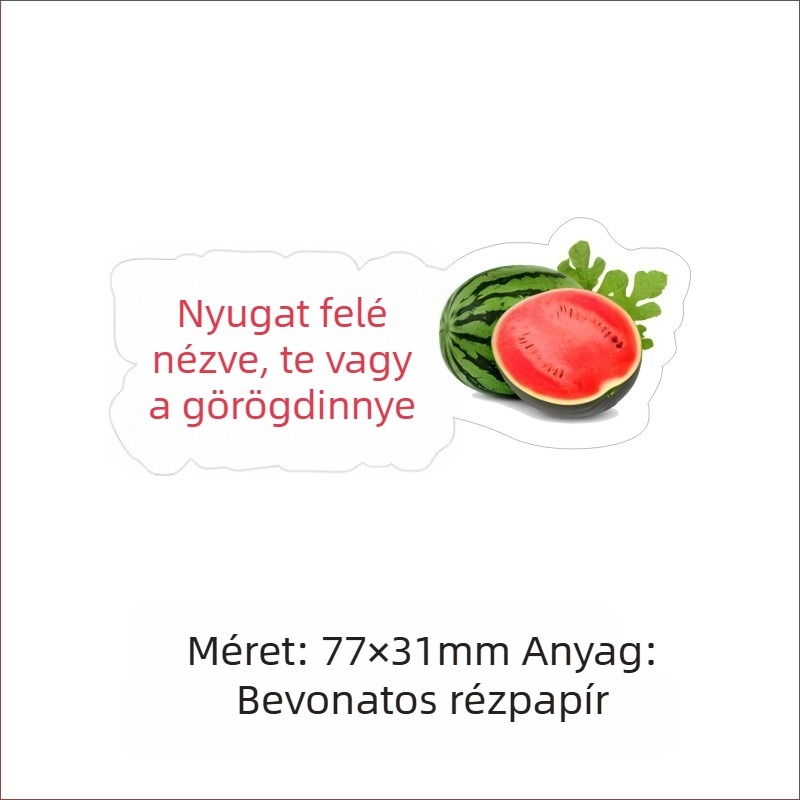 Frissen préselt görögdinnyelé címkék, öntapadós, bevont papírra, különböző méretek