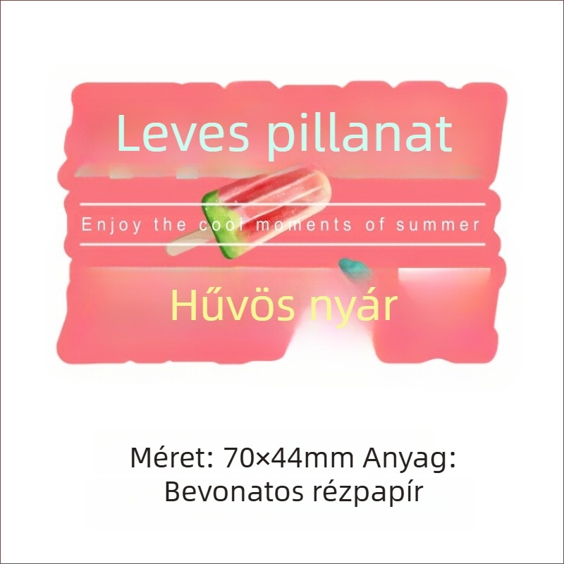 Frissen préselt görögdinnyelé címkék, öntapadós, bevont papírra, különböző méretek
