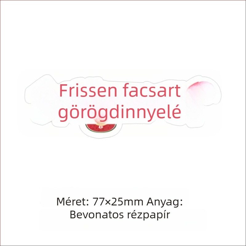 Frissen préselt görögdinnyelé címkék, öntapadós, bevont papírra, különböző méretek