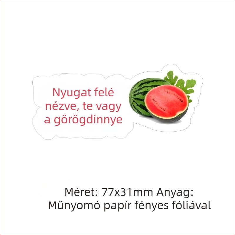 Frissen préselt görögdinnyelé címkék, öntapadós, bevont papírra, különböző méretek