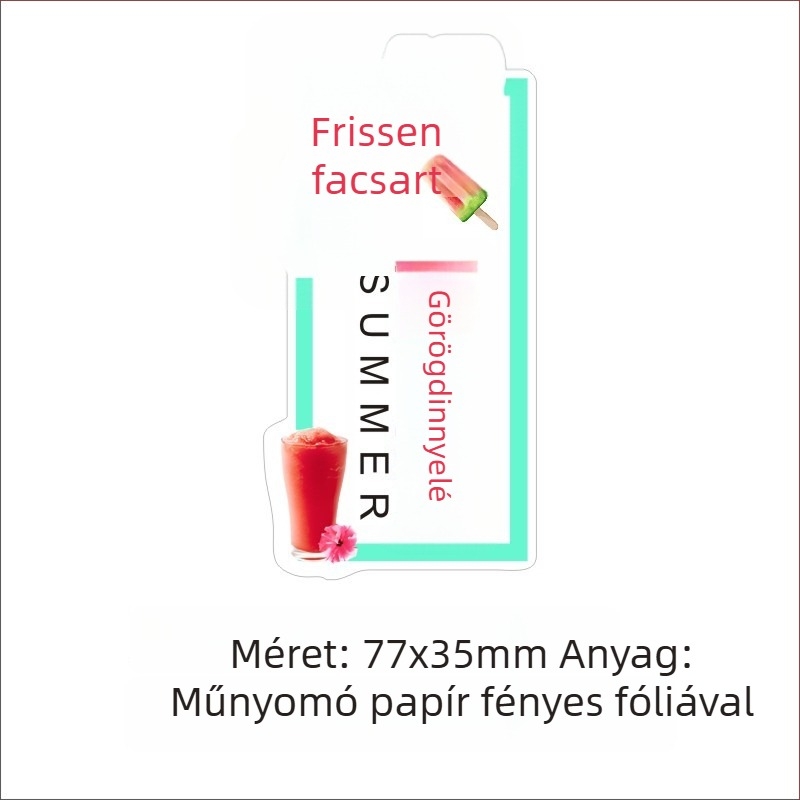 Frissen préselt görögdinnyelé címkék, öntapadós, bevont papírra, különböző méretek