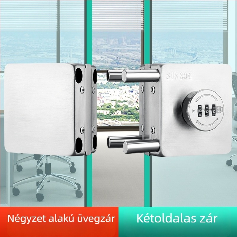 Fúrásmentes keret nélküli üvegajtó zár jelszóval, egy- vagy kétszárnyú és tolóajtókhoz