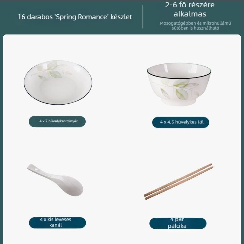 5 hüvelykes porcelán ételtál virágos mintával, egyszerű stílus, mikrózható