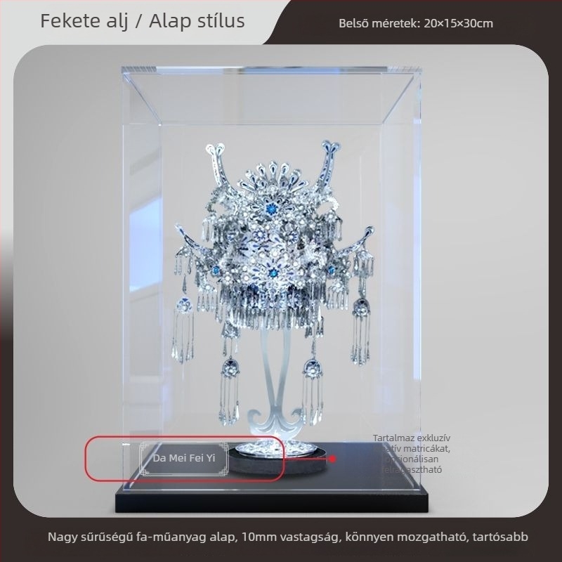 Akril kiállítódoboz porvédő fedéllel 3D-s fém modell összeszerelhető dísz számára, átlátszó bemutató doboz