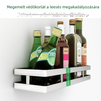 304 rozsdamentes acél forgó fűszertartó, falra szerelhető konyhai tároló, fúrás nélkül