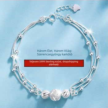 999 tiszta ezüst karkötő három élet három világ gyöngyökkel