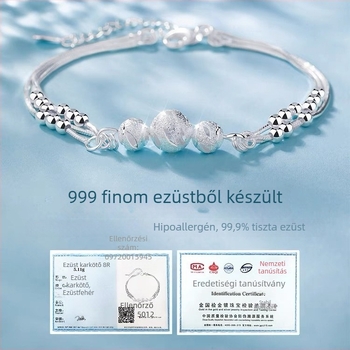 999 tiszta ezüst karkötő három élet három világ gyöngyökkel