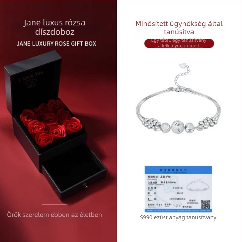 999 tiszta ezüst karkötő három élet három világ gyöngyökkel