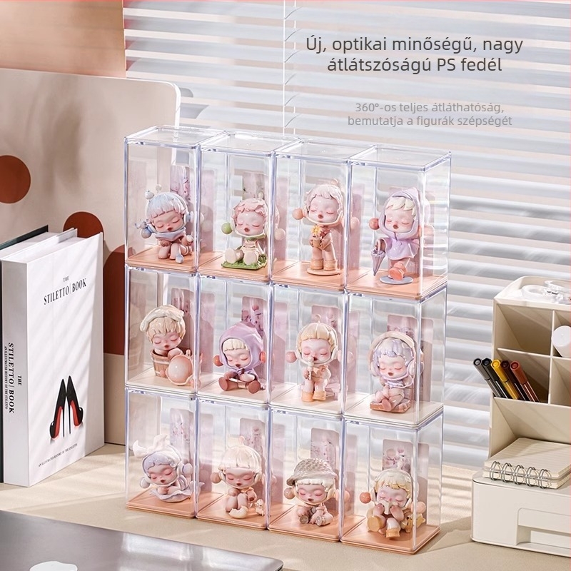 Átlátszó akril kiállító és tároló doboz LEGO rejtett dobozokhoz és figurákhoz, porvédett vitrín