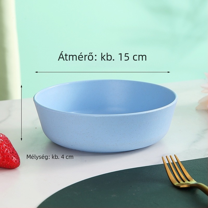 Búzaszálból készült salátás tál, színes műanyag tál japán stílusban, kerek, 14 cm, salátákhoz, desszertekhez és gyümölcs snackekhez
