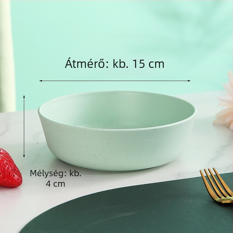 Búzaszálból készült salátás tál, színes műanyag tál japán stílusban, kerek, 14 cm, salátákhoz, desszertekhez és gyümölcs snackekhez
