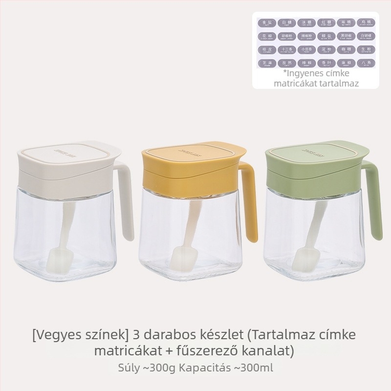 Üveg fűszertartó háztartási konyhához – sótartó elegáns kivitelben