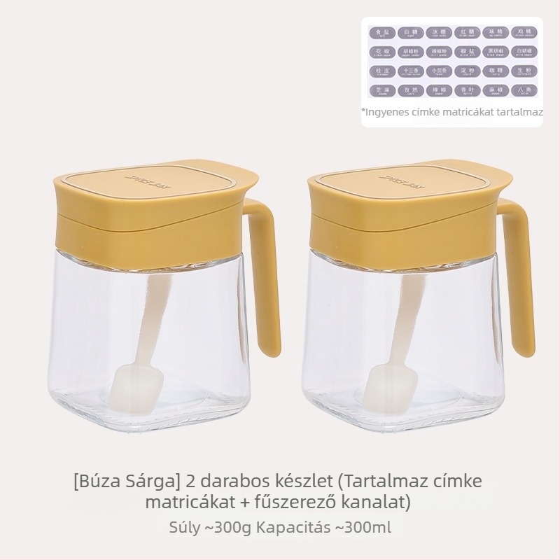 Üveg fűszertartó háztartási konyhához – sótartó elegáns kivitelben