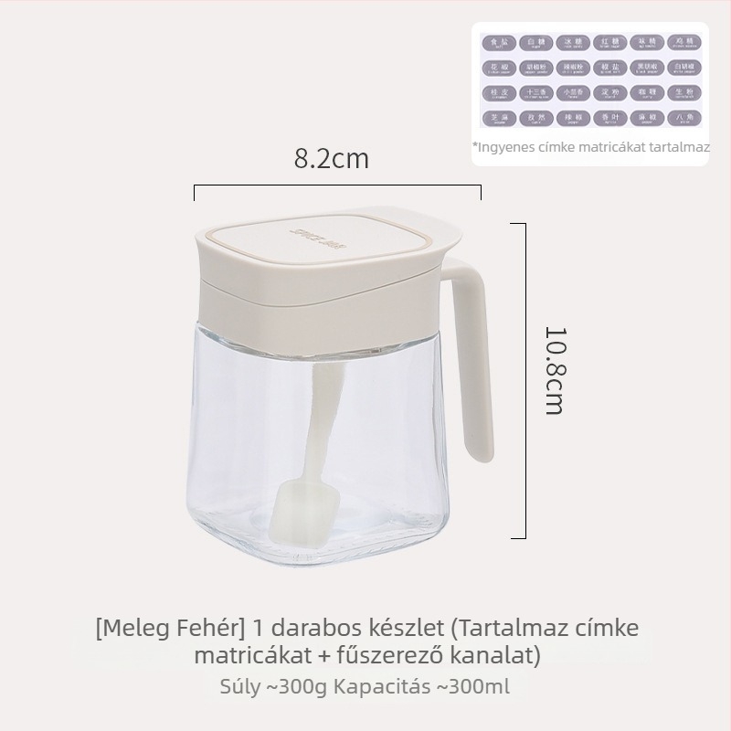 Üveg fűszertartó háztartási konyhához – sótartó elegáns kivitelben