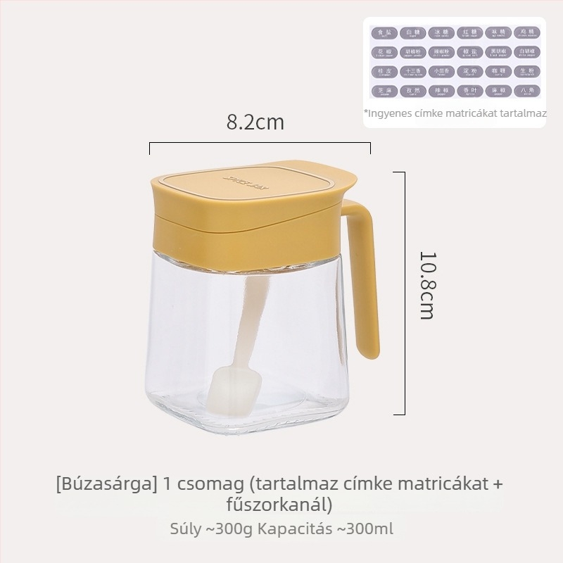 Üveg fűszertartó háztartási konyhához – sótartó elegáns kivitelben